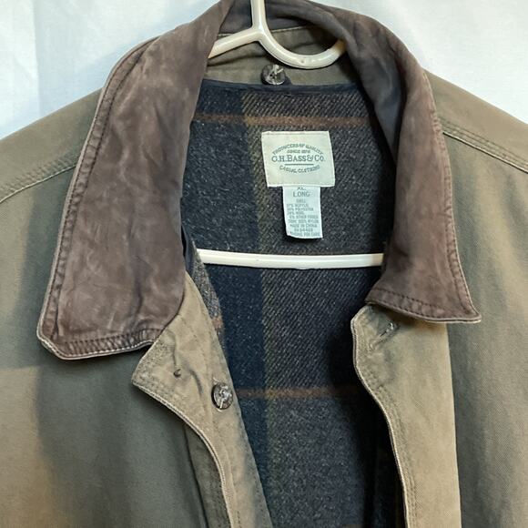 GHBass & Co Men’s XL Long Chore Coat Removable Flannel Liner Brown Jacket Collar - Picture 7 of 12